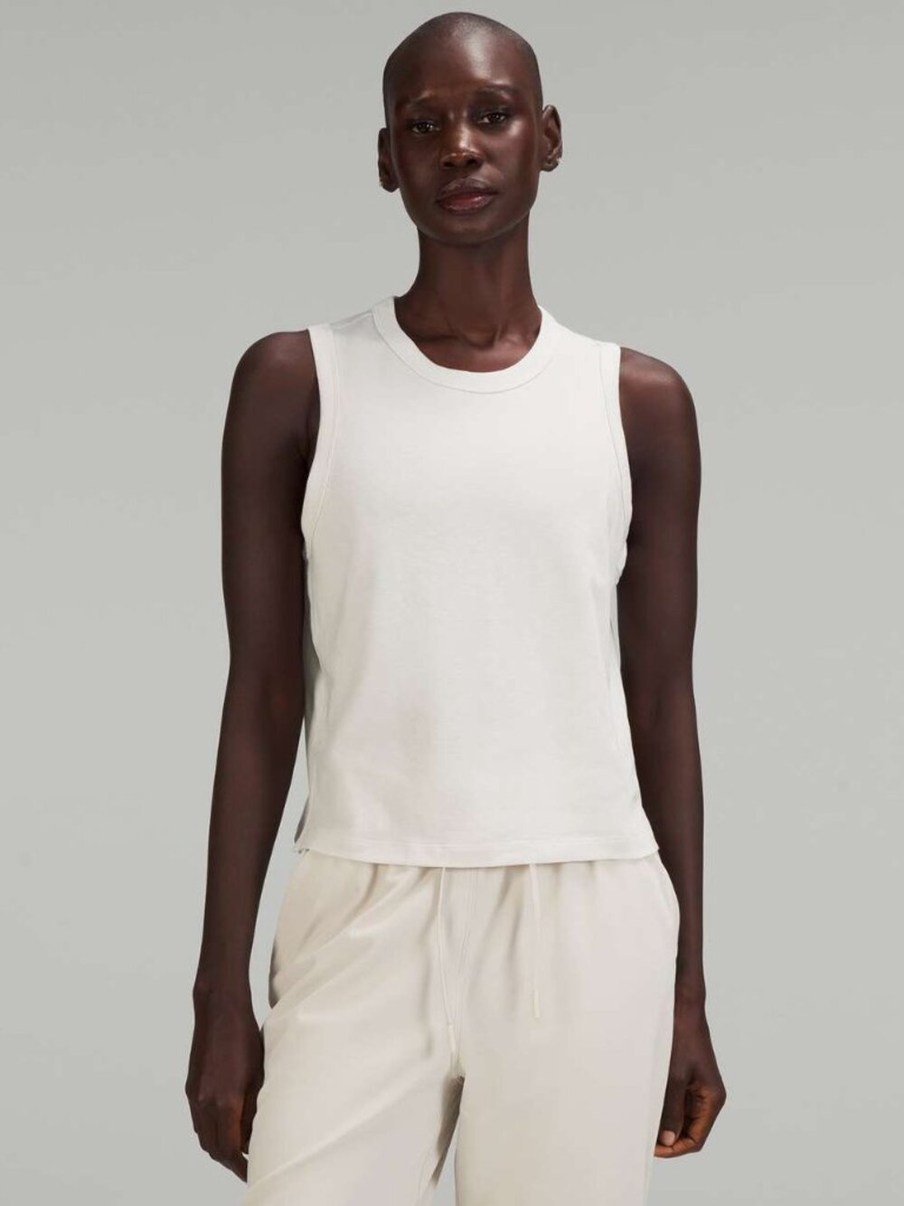 Lululemon Classic Fit Cotton Blend Tank | Bone High Neck | Size 4
